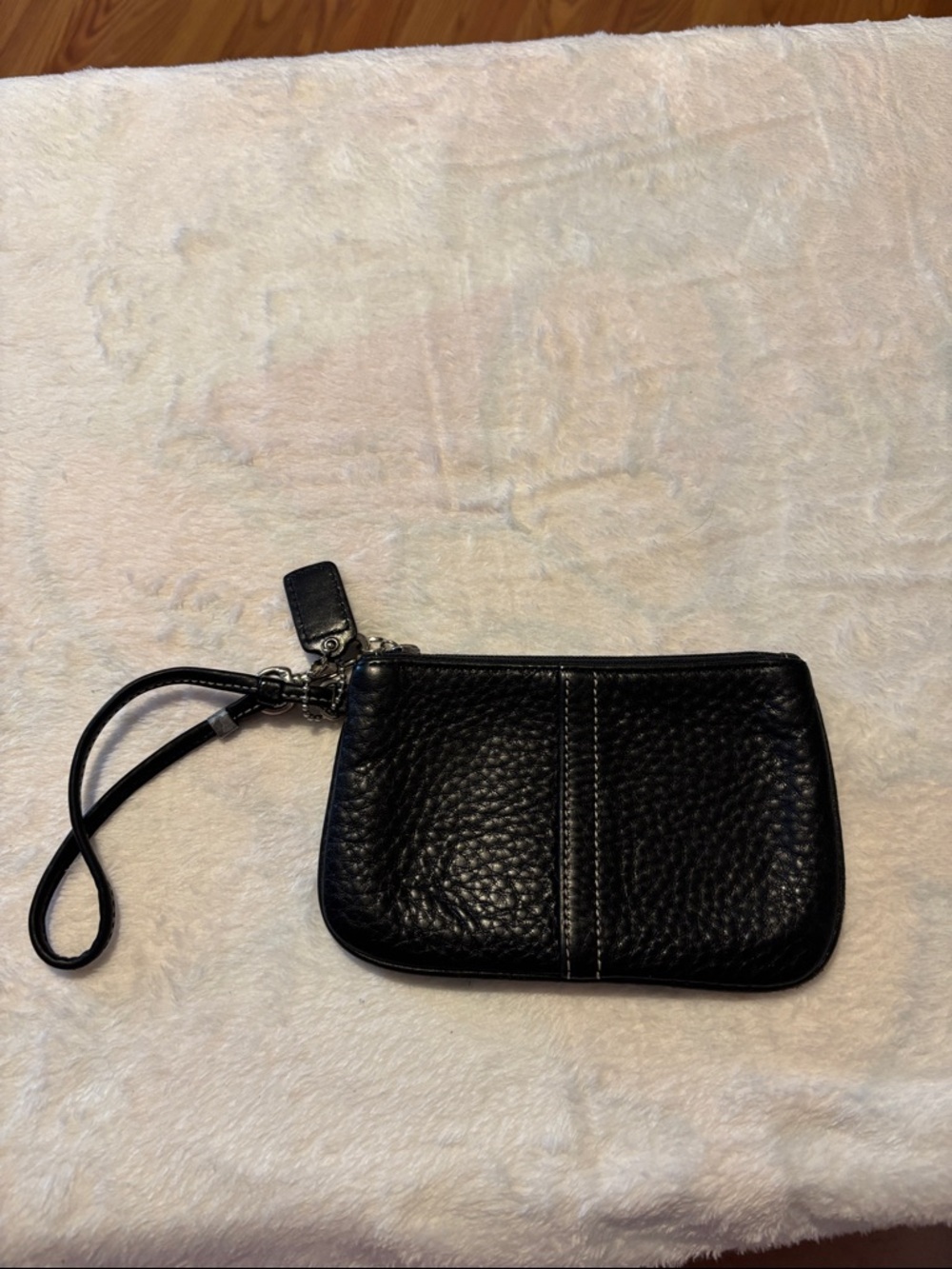 Coach Black Pebbled Leather Wristlet Clutch